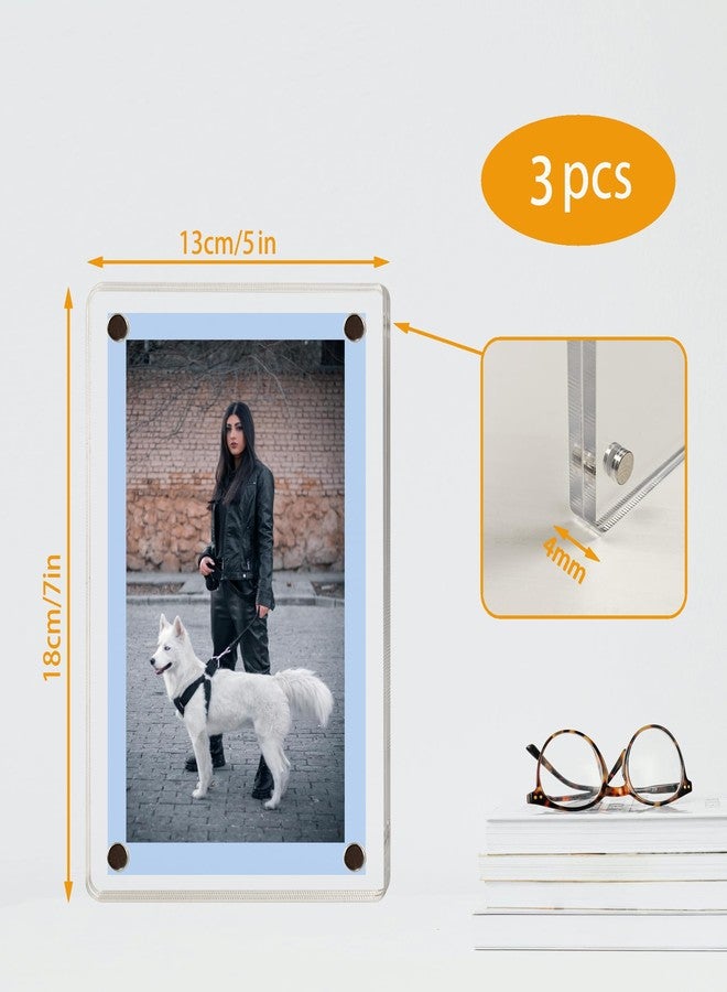 TNTIWQ 3 Pack acrylic fridge magnetic frame 5X7 Inch refrigerator photo magnet frames clear picture frames magnetic photos Display frame Double-Sided acrylic magnet frames(3pcs clear, 5x7 inch) - Image 5